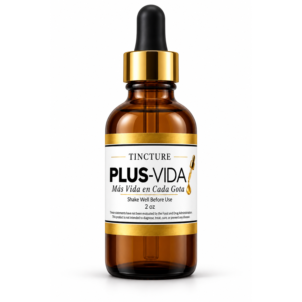 Plus-Vida herbal tincture, 2 oz amber dropper bottle